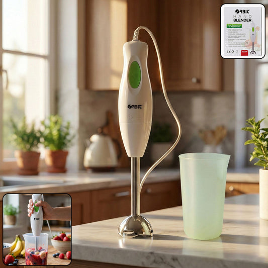 Electric hand blender with stainless steel blade for smooth blending
