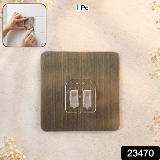 No drill adhesive double hook wall plate for versatile use