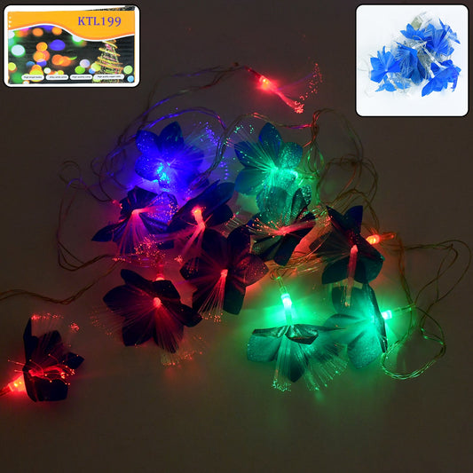 3 meter flower LED string lights with multicolor glowing fiber flowers illuminating indoor decoration