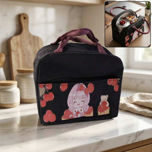 Colorful cartoon print insulated lunch bag for kids and adults
