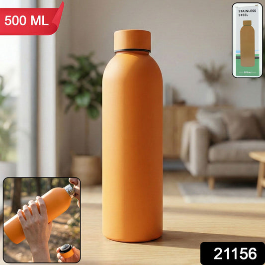 Stainless steel orange water bottle with insulated double-wall design