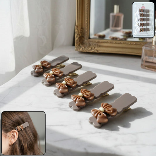 Elegant bow hair clip set featuring decorative bow design for daily hairstyles