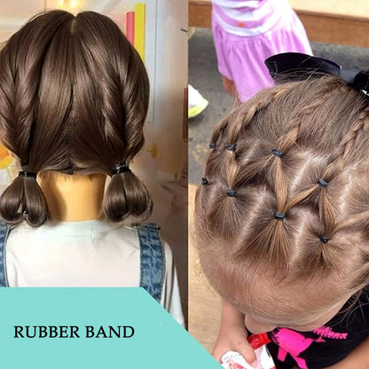 Mini rubber hair bands in a compact storage case