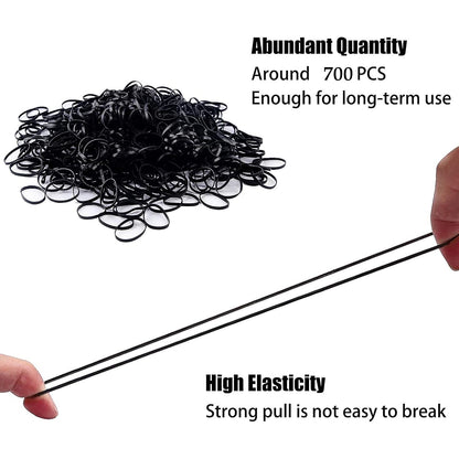 Mini hair rubber bands showing elastic texture and color