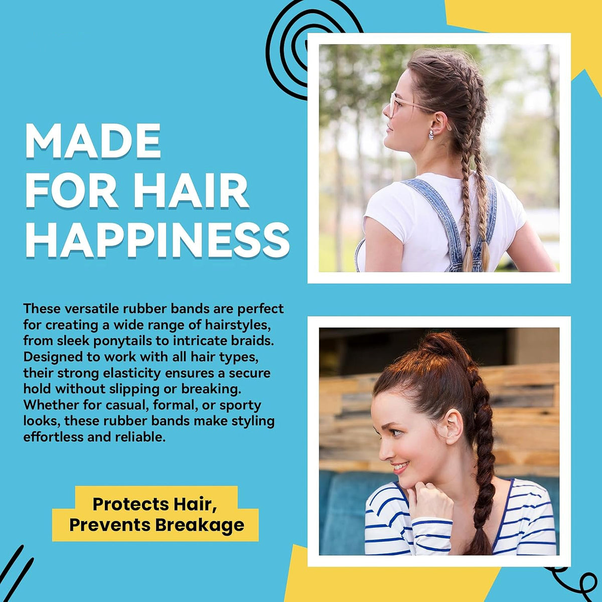 Small rubber bands designed for secure hair styling and braids