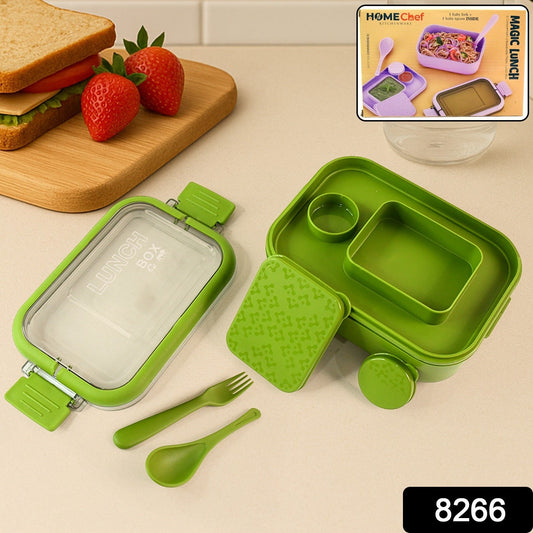 Closed Magic lunch box with carrying handle for easy portability