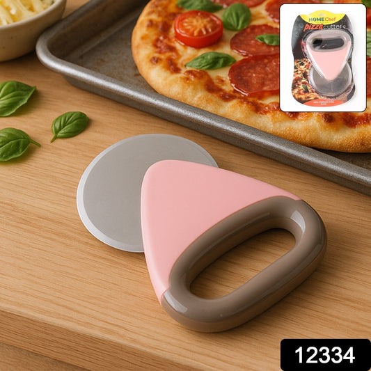 Close-up image of sharp rotating blade of pizza cutter