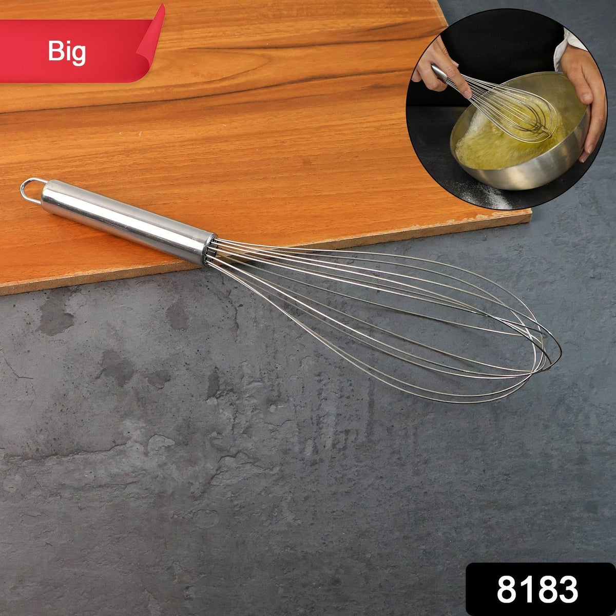Heavy-duty 30cm stainless steel balloon whisk for batter mixing and whipping eggs