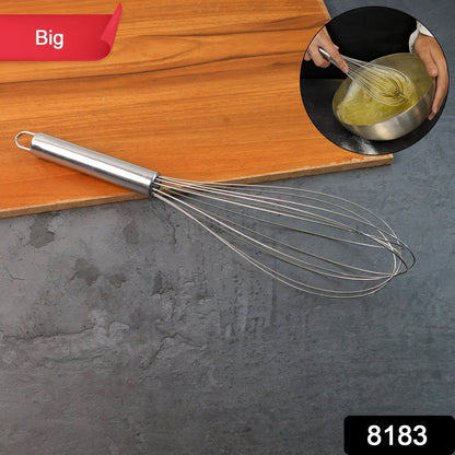Heavy-duty 30cm stainless steel balloon whisk for batter mixing and whipping eggs