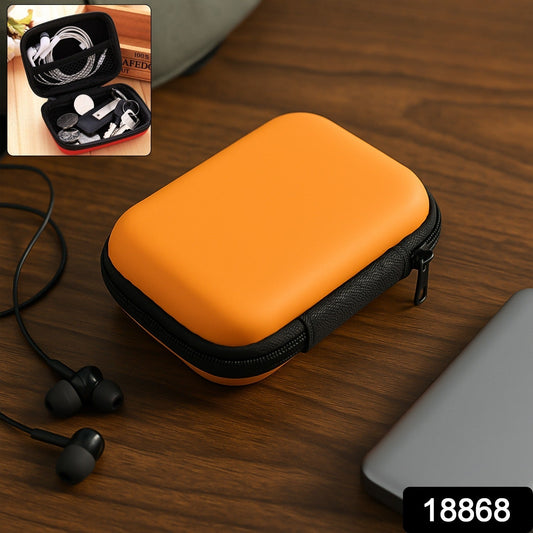 Compact portable hard shell storage case for earphones and cables