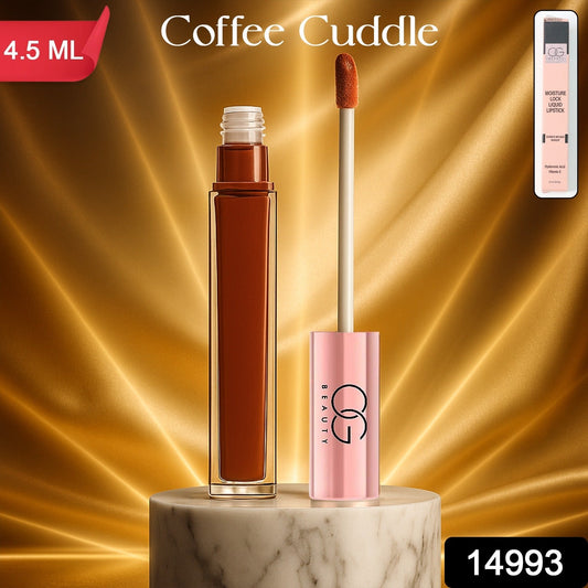 Matte lip color swatch of Coffee Cuddle shade liquid lipstick
