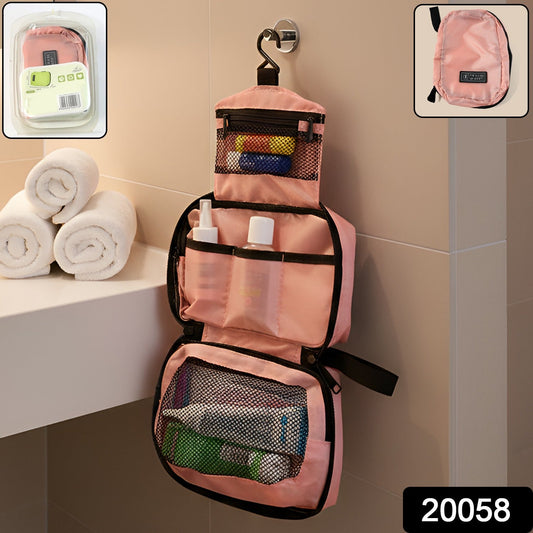 Compact hanging toiletry organizer bag with strong hook
