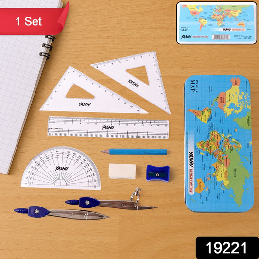 Smart draw geometry box set with all math instruments neatly arranged