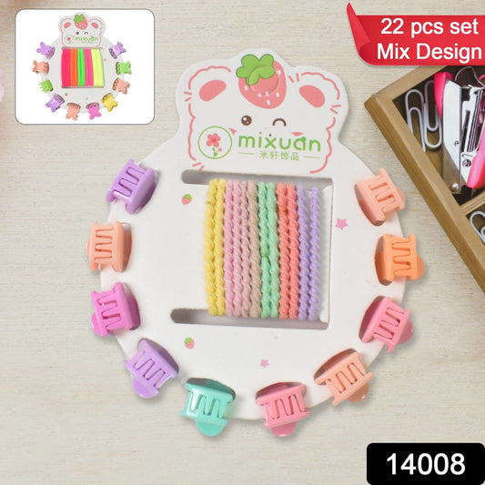 Close-up of various mini hair clips and hair bands for girls.