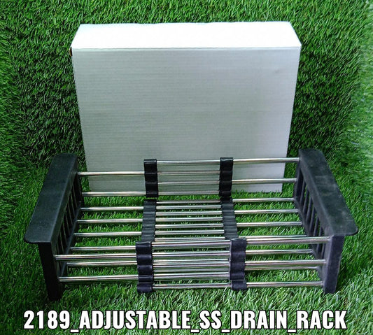 Close-up of the durable stainless steel construction of the over-sink drying rack.