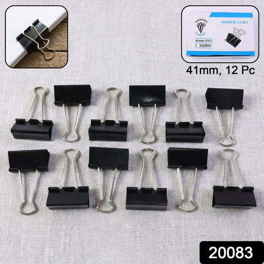 Close-up of metal binder clips holding thick paper securely