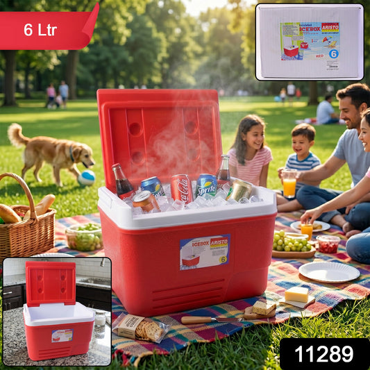 Large capacity portable insulated ice storage box in red