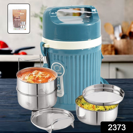 Side view of the Nekza insulated tiffin showing its compact and portable design.