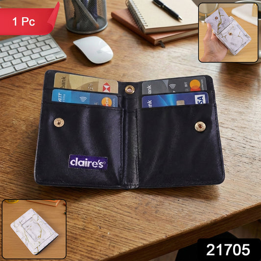 Marble pattern card holder wallet showing multiple card slots