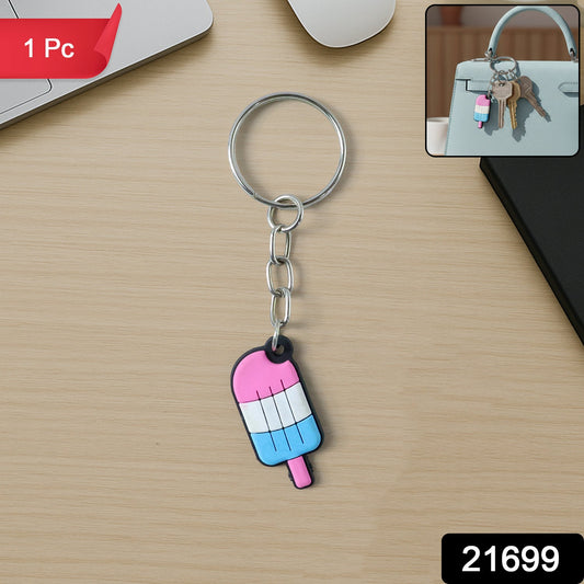 Mini ice cream popsicle cartoon keychain charm attached to keys