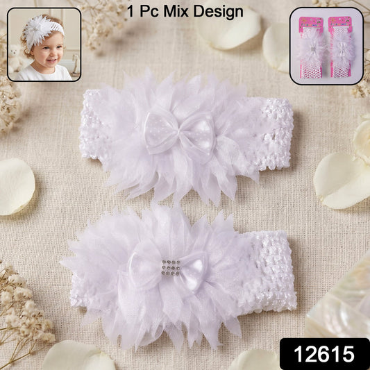 Stylish flower hair band with gem center for children