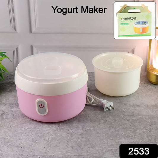 The retail packaging of the Indo Glow Electric Yogurt Maker, highlighting its key features.