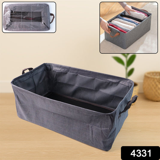 Close-up of foldable cloth storage organizer bag fabric and handles