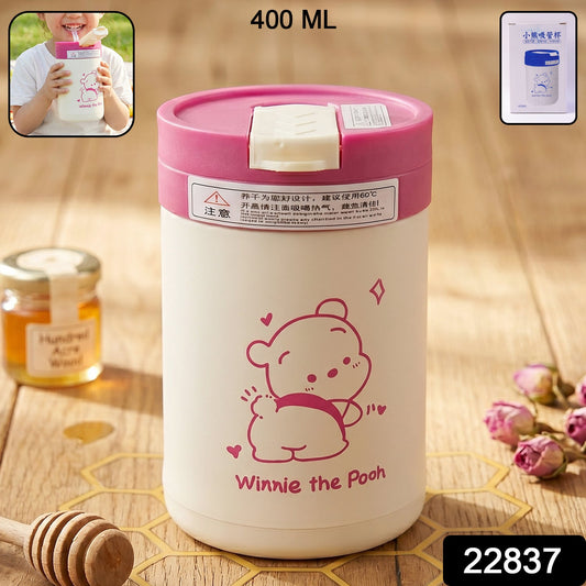 Cartoon style glass tumbler with straw and leakproof lid for children